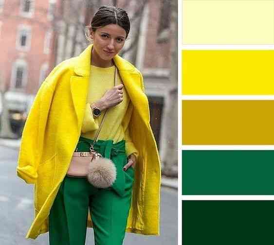 تنسيق الأصفر مع الأخضر، تنسيقات اللون الأصفر